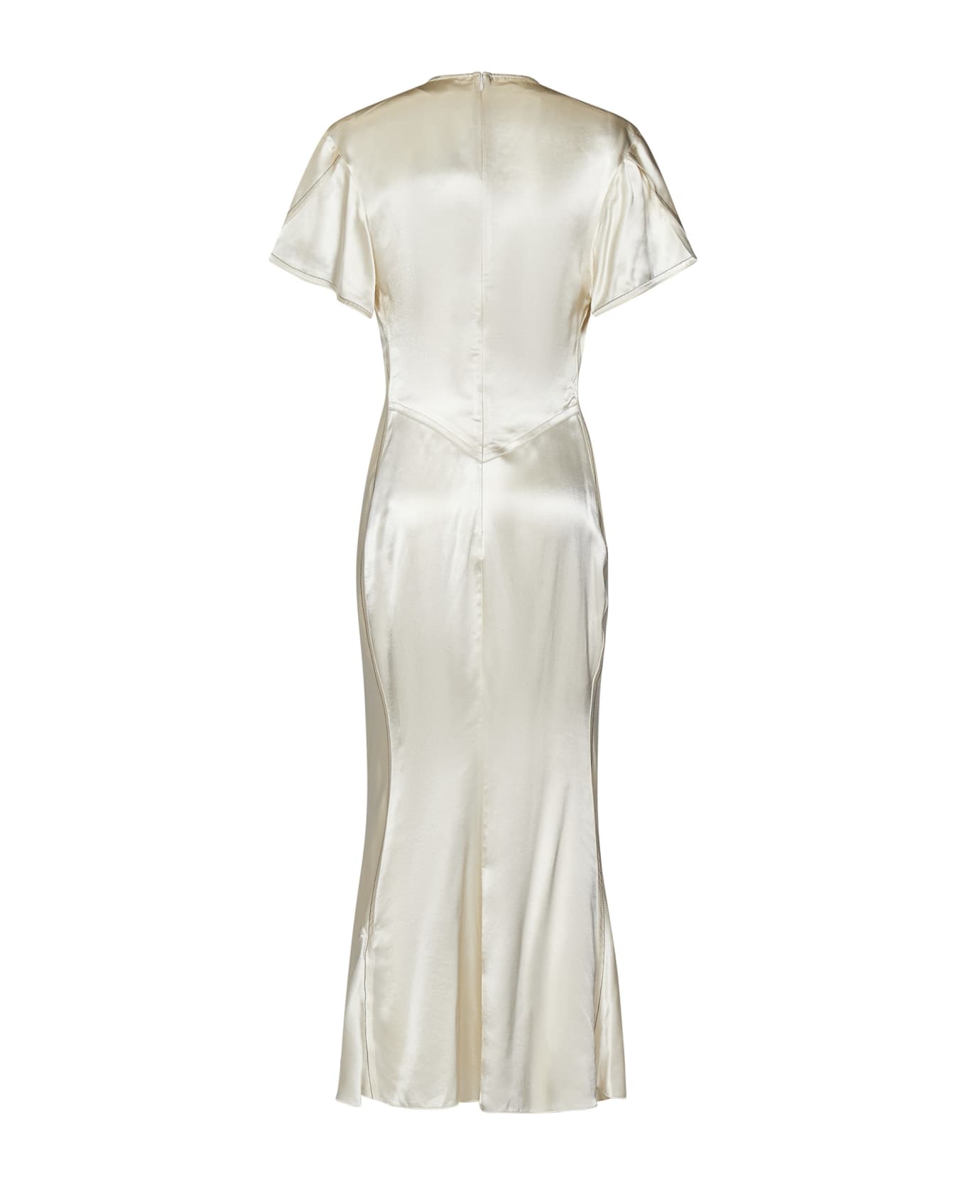 Victoria Beckham Gathered V-neck Midi Dress Midi Dress - White