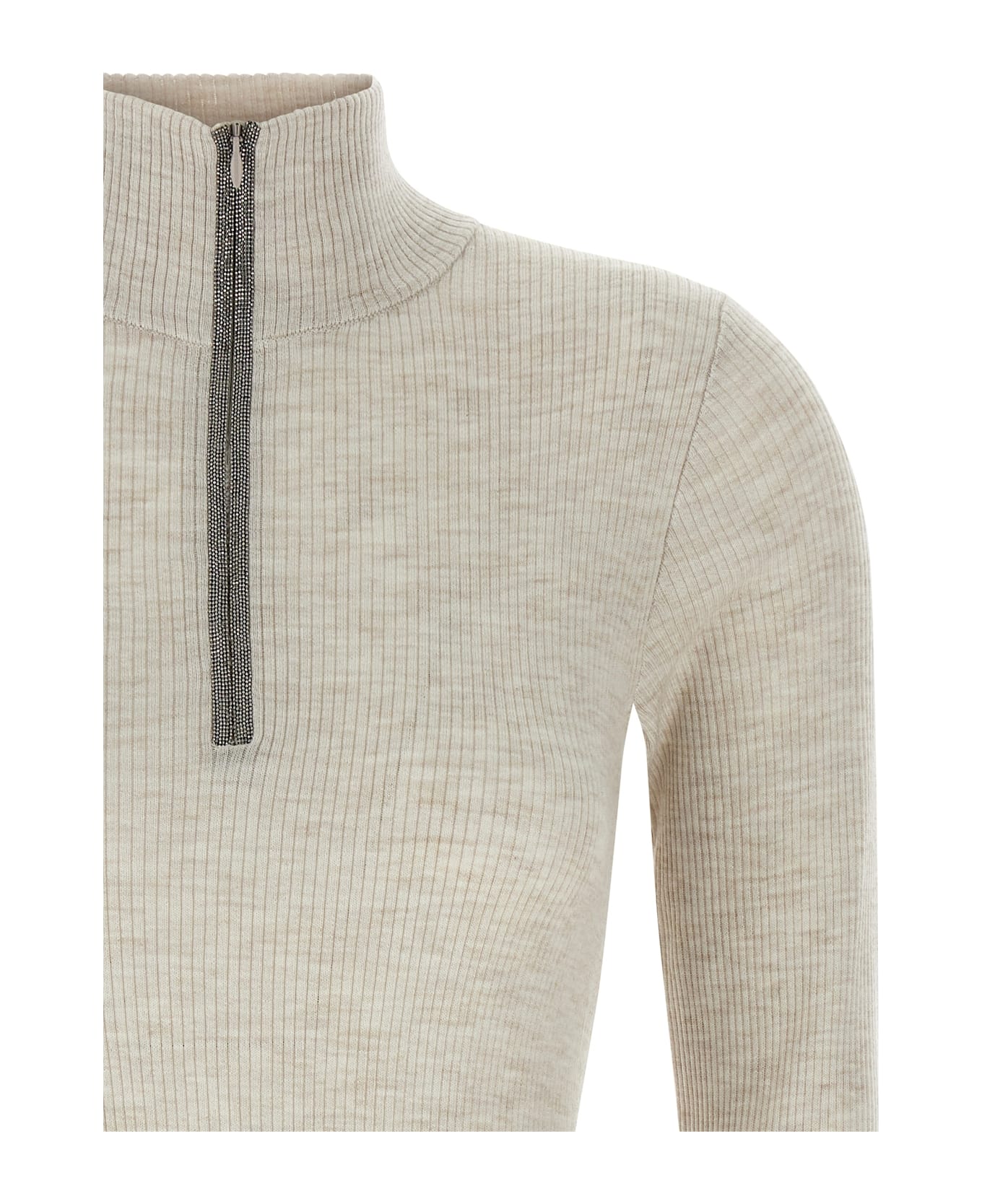 Brunello Cucinelli Zip Up Sweater - Beige