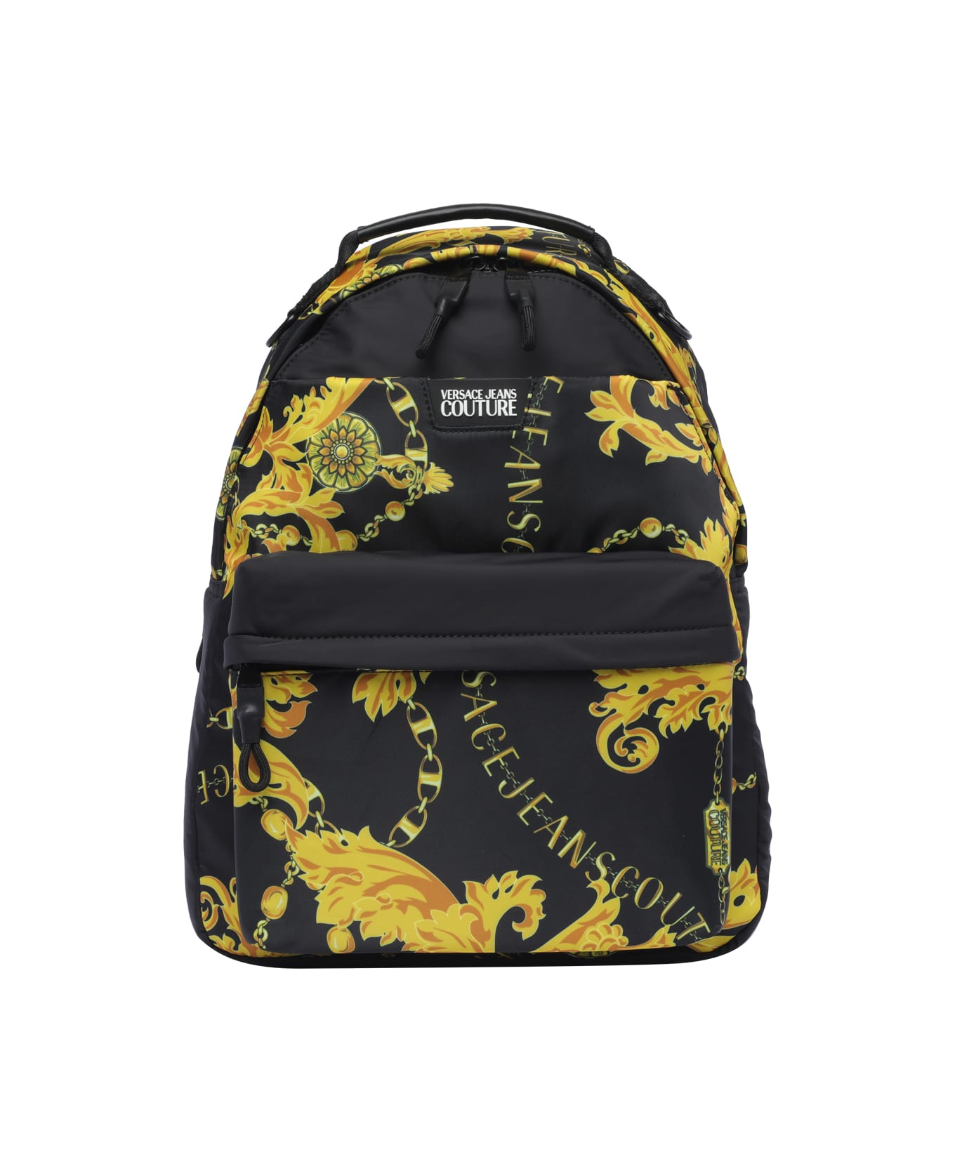 Versace Jeans Couture Chain Couture Nylon Print Backpack - Black Gold