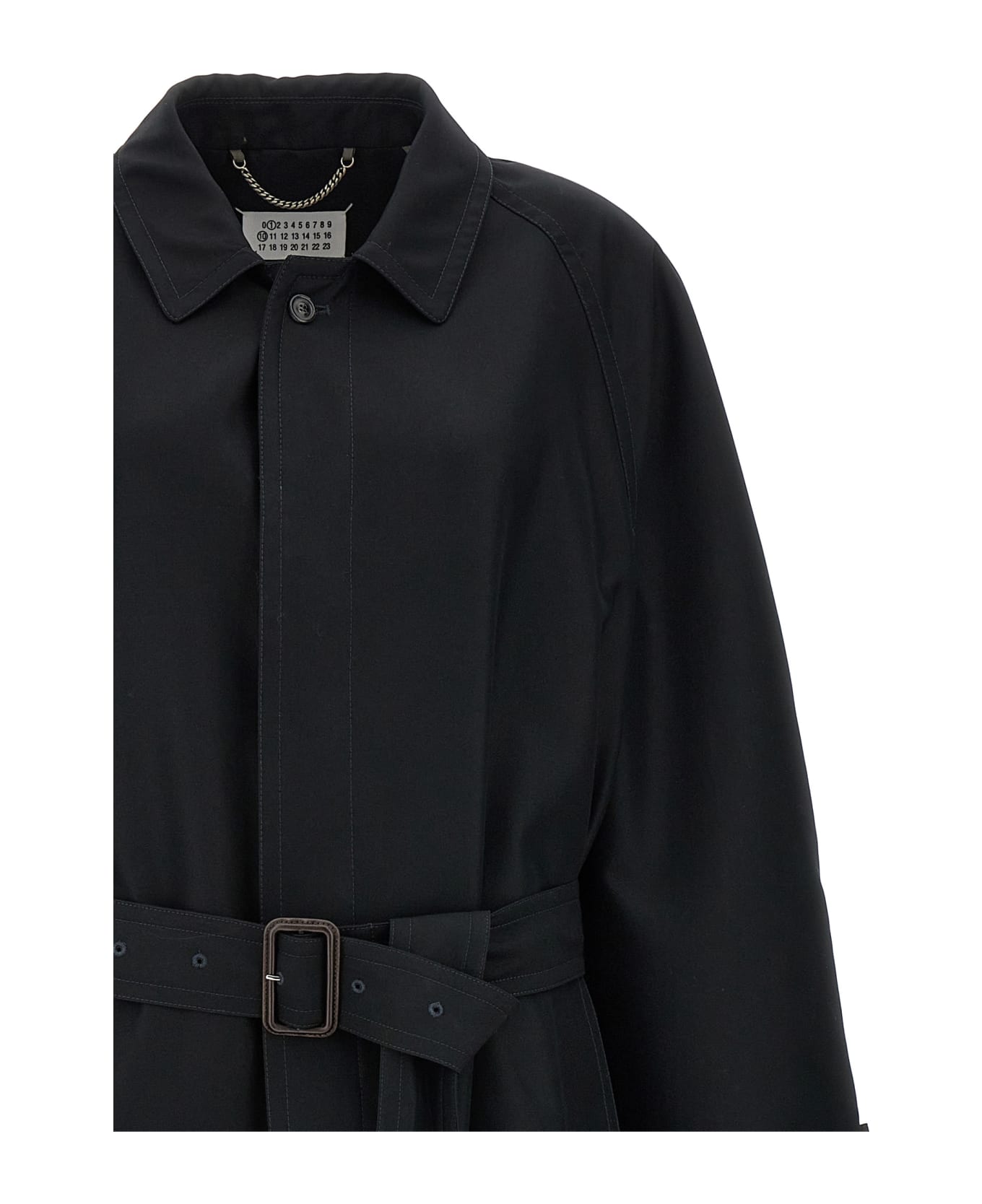 Maison Margiela Long Single-breasted Trench Coat - Black