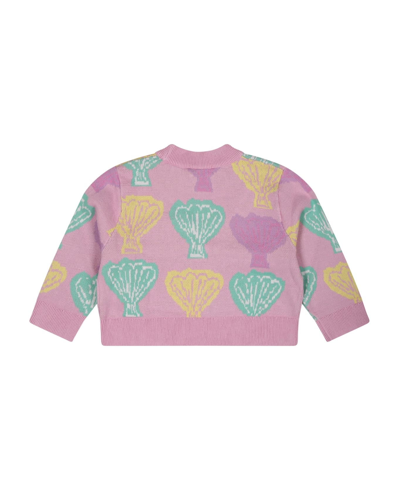 Stella McCartney Kids Pink Sweater For Baby Girl With Shells - Pink
