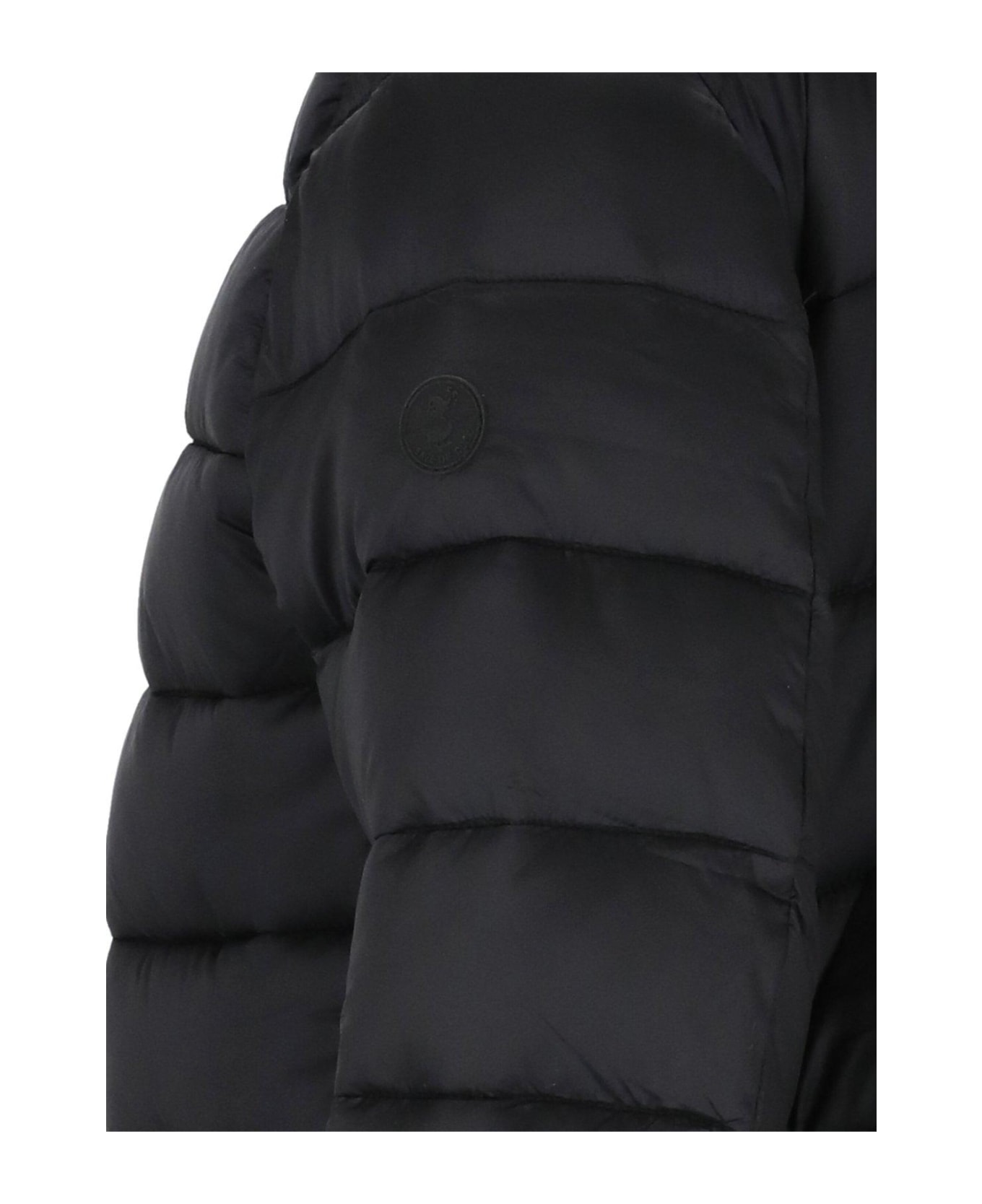 Save the Duck High Neck Hooded Coat - Black