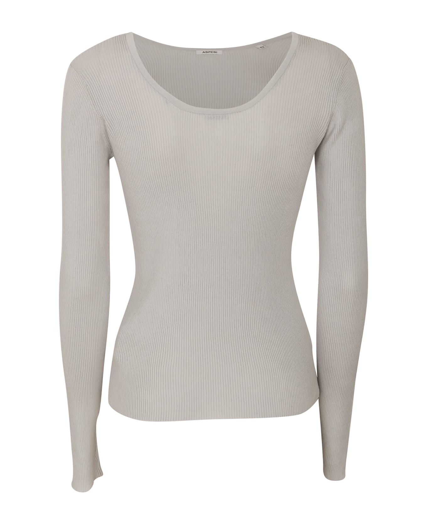 Aspesi Wide V-neck Rib Knit Sweater - Grey