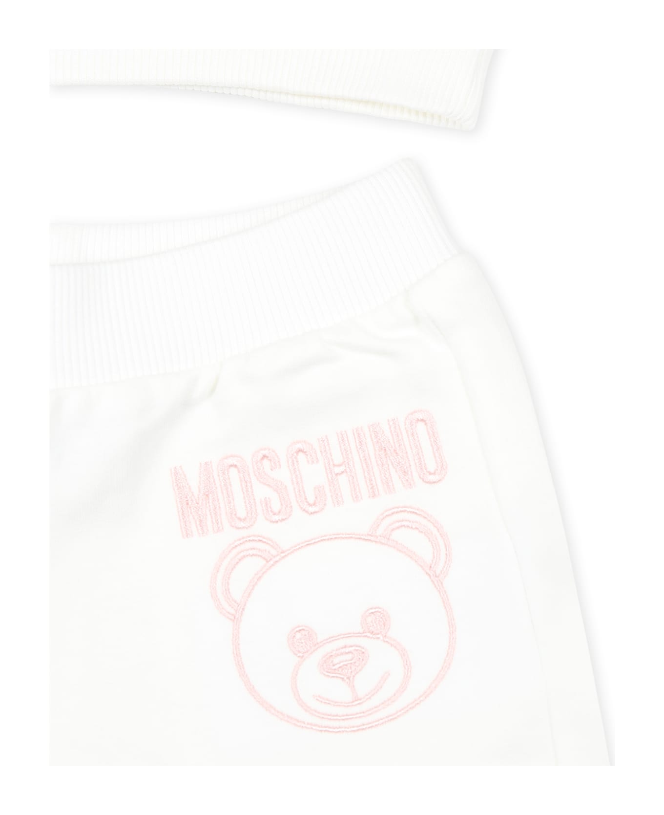 Moschino Ivory Suit For Baby Girl With Teddy Bear - Ivory