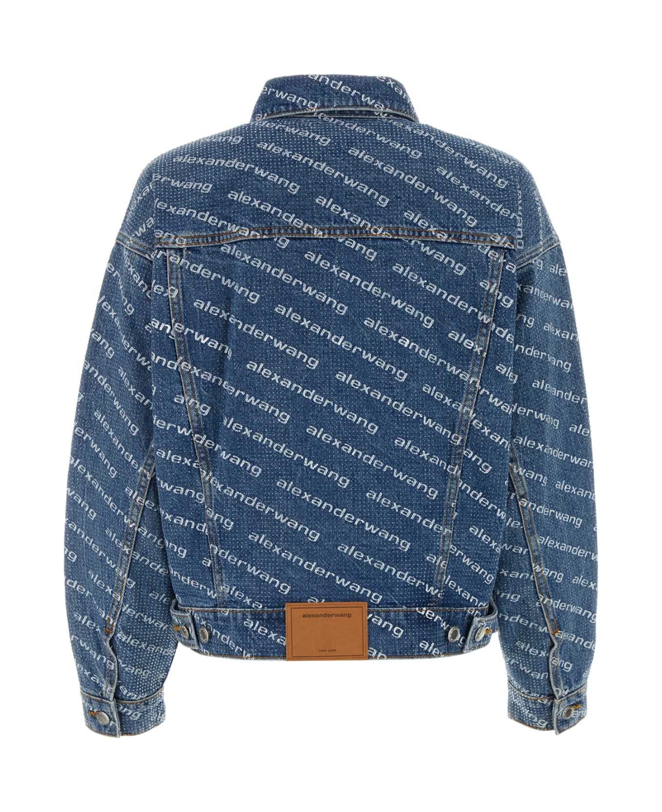 Alexander Wang Printed Denim Oversize Jacket - DEEPBLUEWHITE
