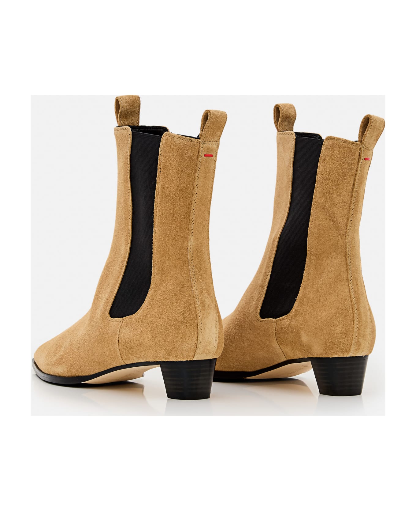 aeyde Kiki Leather Pointed Toe Boots - Beige