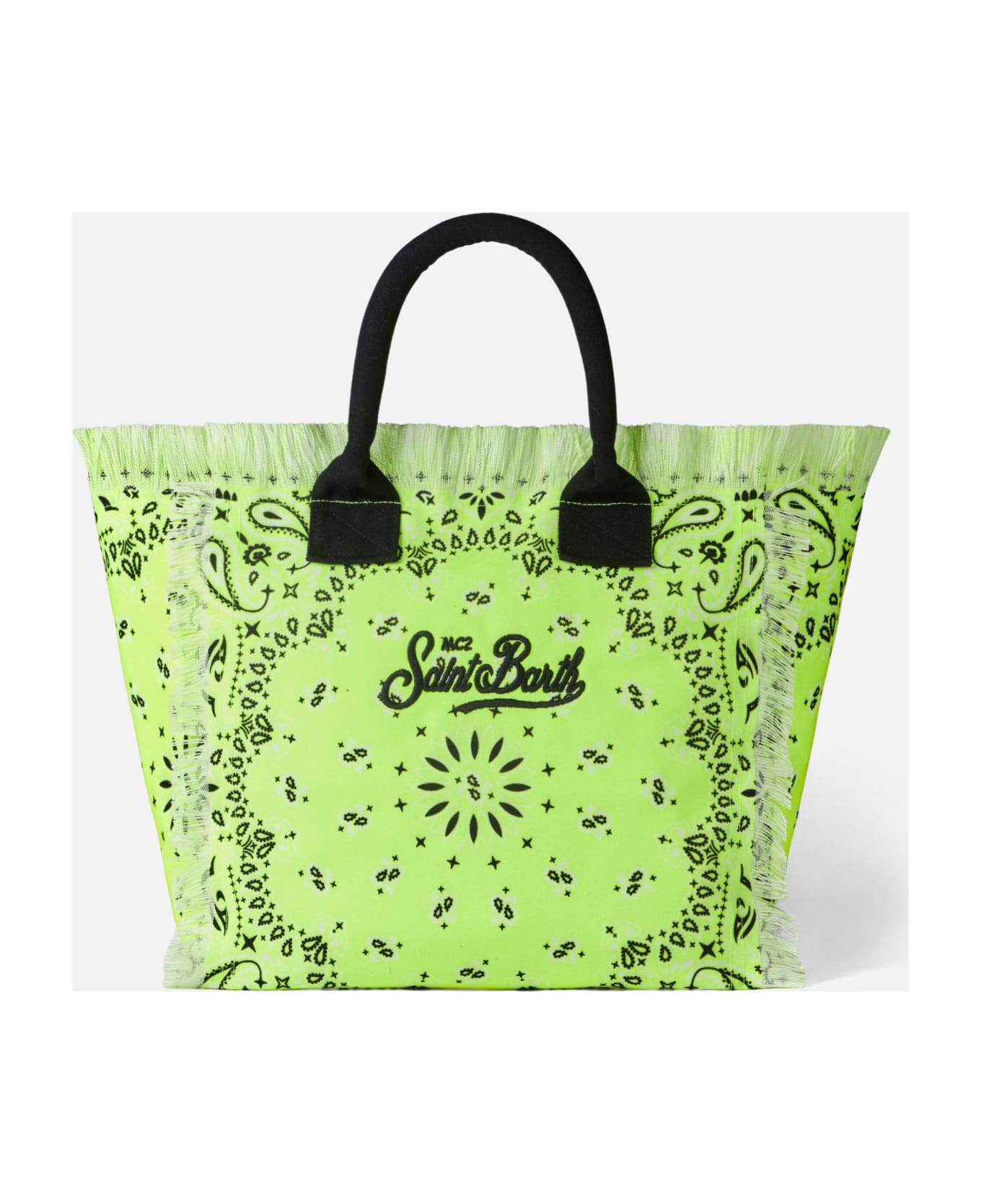 MC2 Saint Barth Vanity Fluo Yellow Shoulder Bag With Bandanna Print - YELLOW