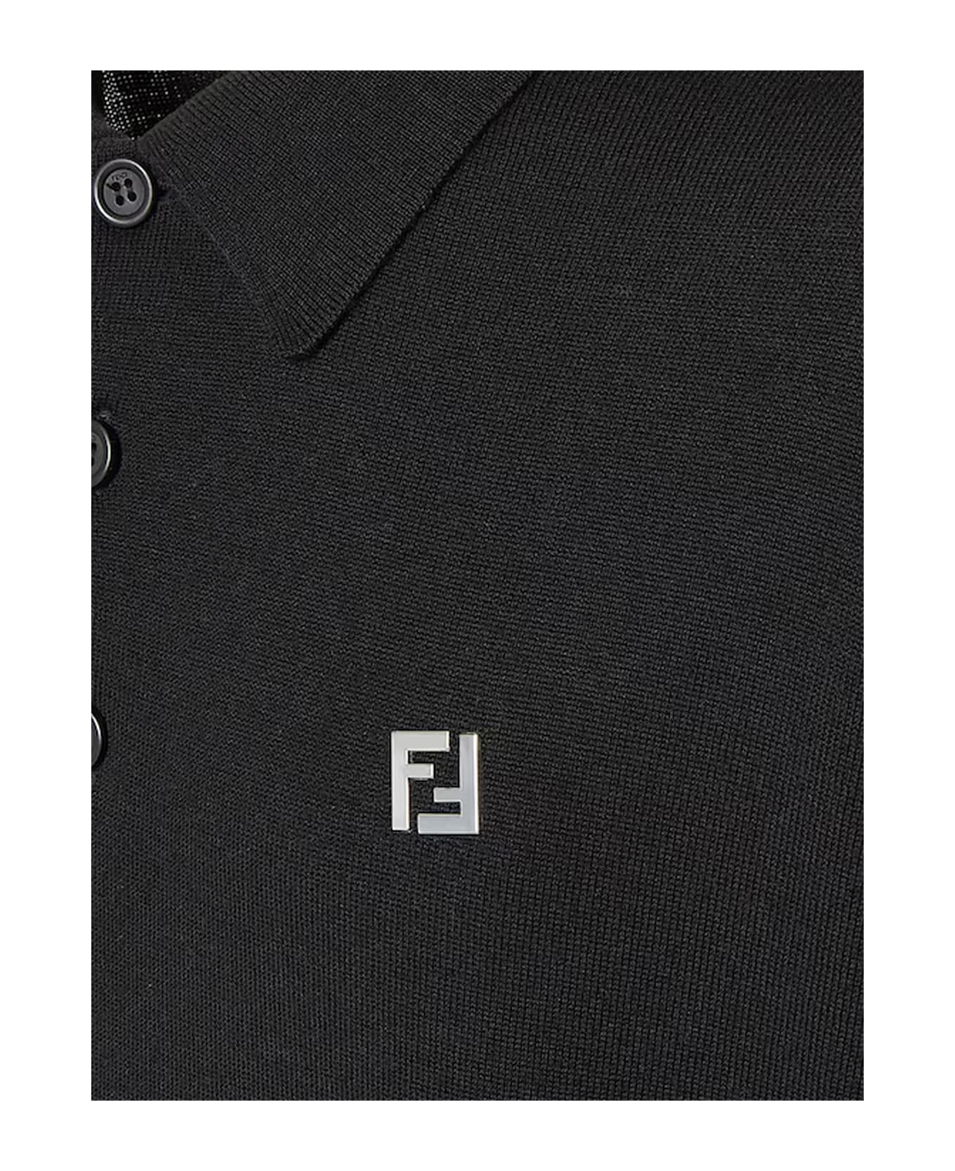 Fendi Virgin Wool Polo Shirt - Black