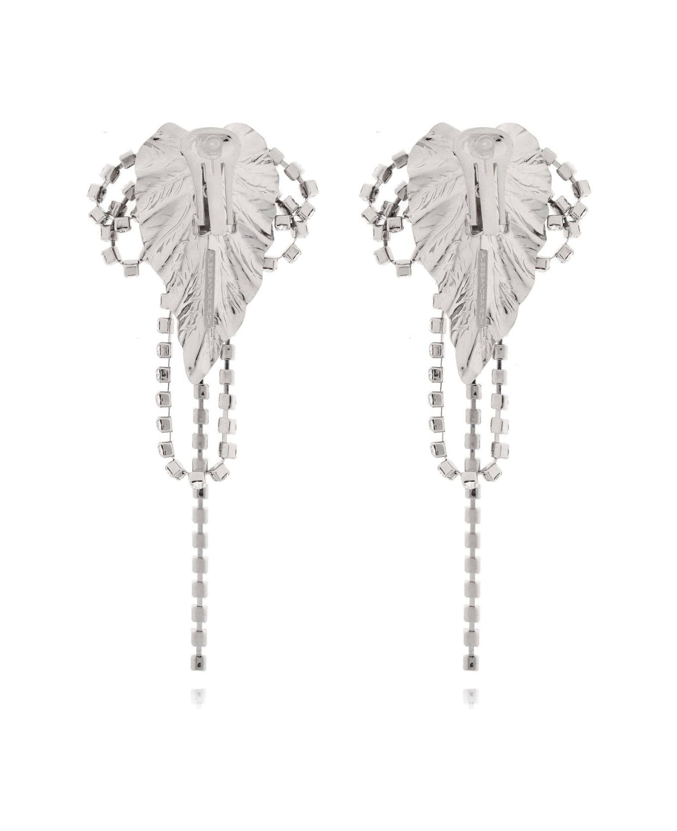 Alessandra Rich Clip-on Earrings With Shimmering Crystals - SILVER/WHITE