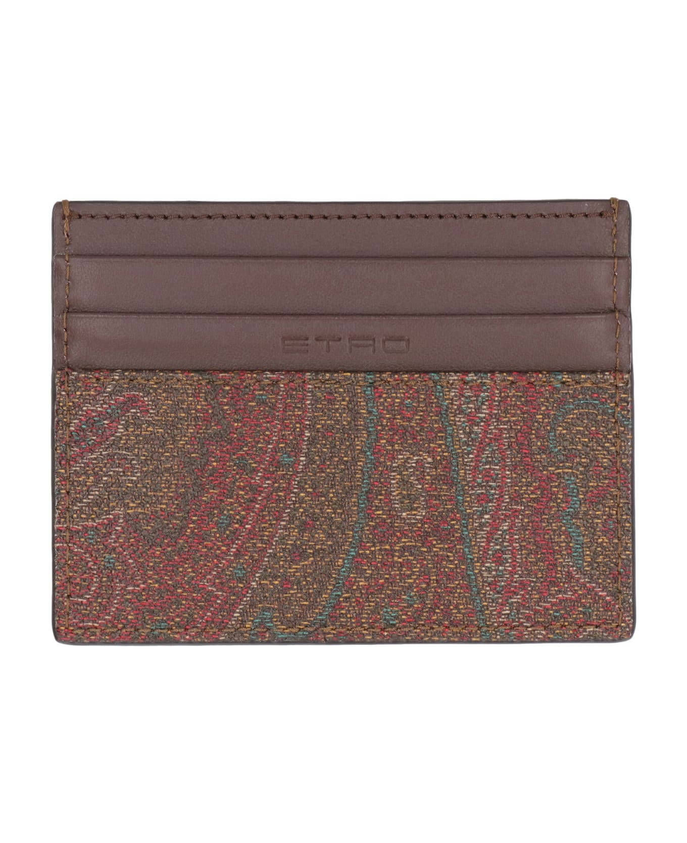 Etro Coated Canvas Card Holder - brown