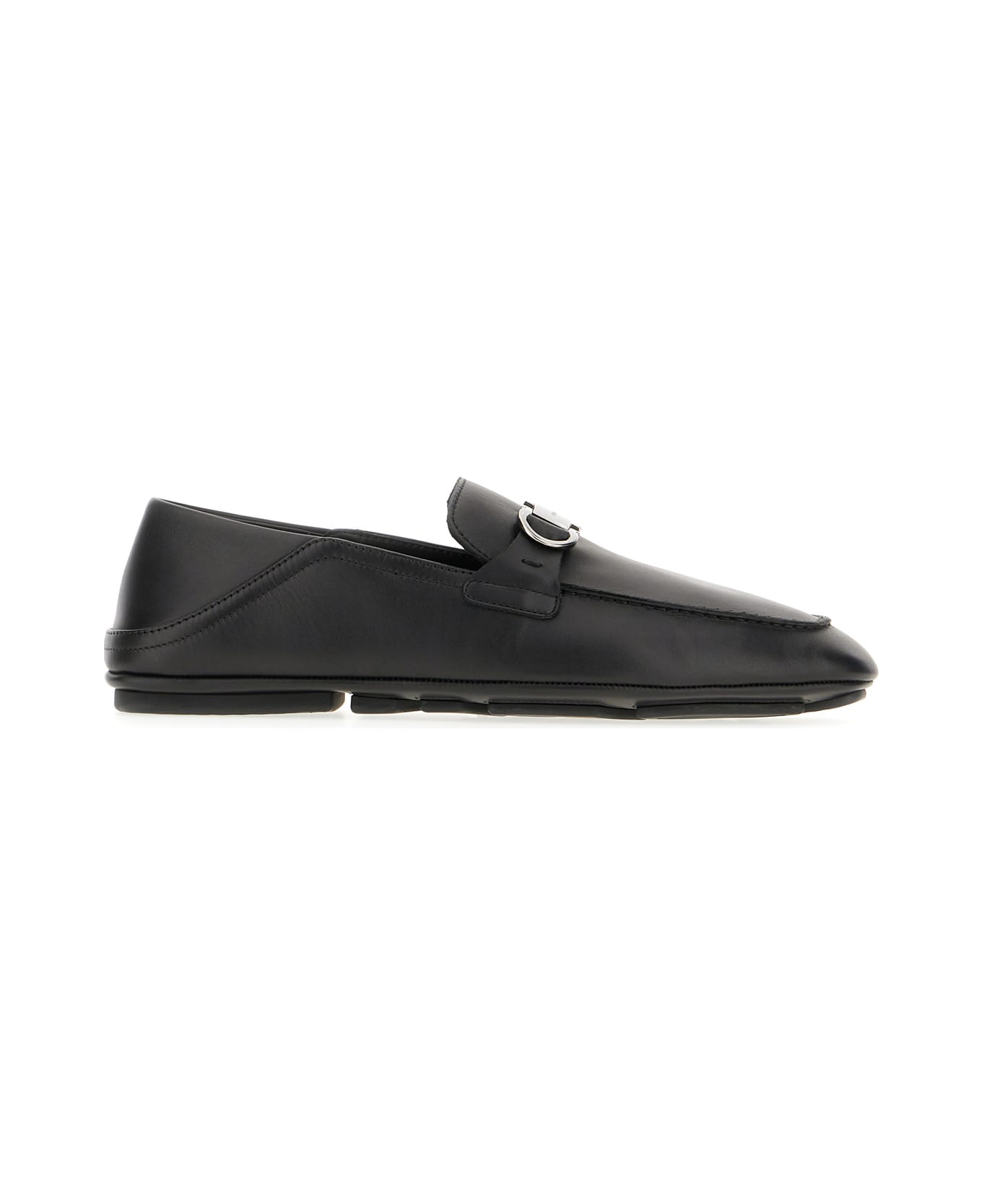 Ferragamo Black Leather Bahrein Loafers - NERO