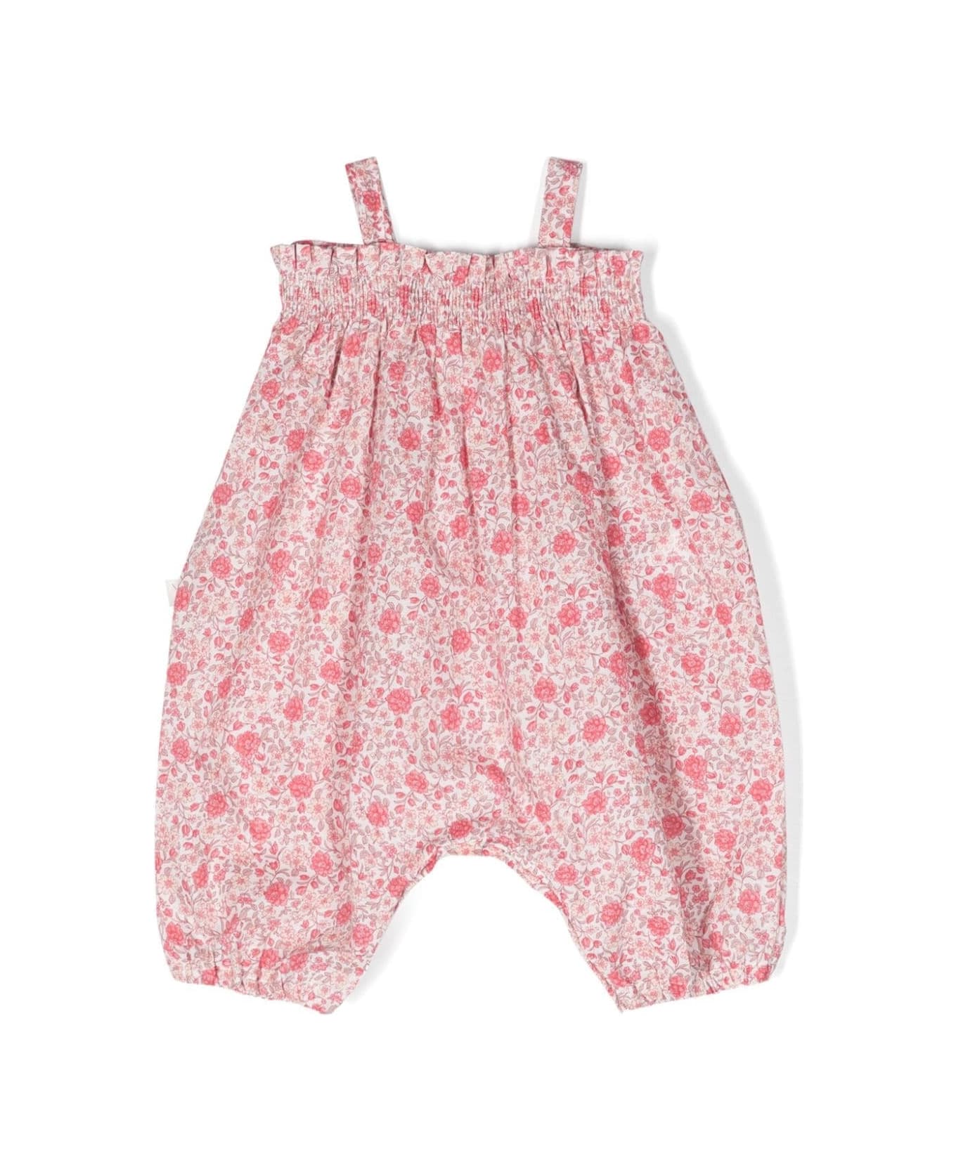 Teddy & Minou Voile Playsuit With Strawberry Red Flower Print - Red