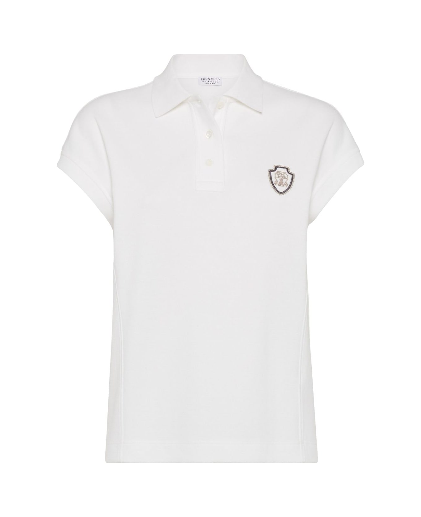 Brunello Cucinelli Logo Cotton Polo Shirt - White