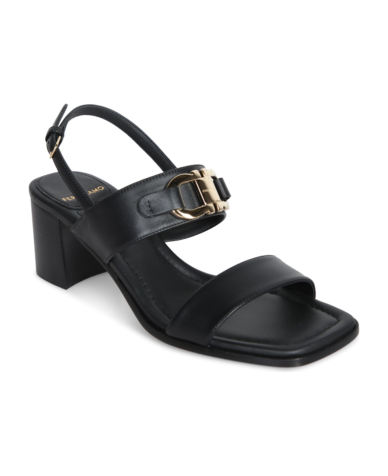 Ferragamo Double Gancio 55 Black Sandals - Black