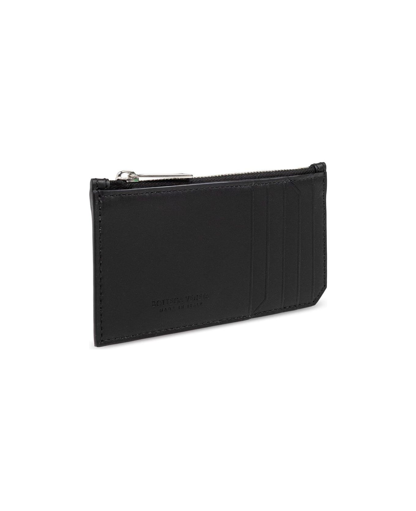 Bottega Veneta Intreccio Zipped Wallet - BLACKSILVER