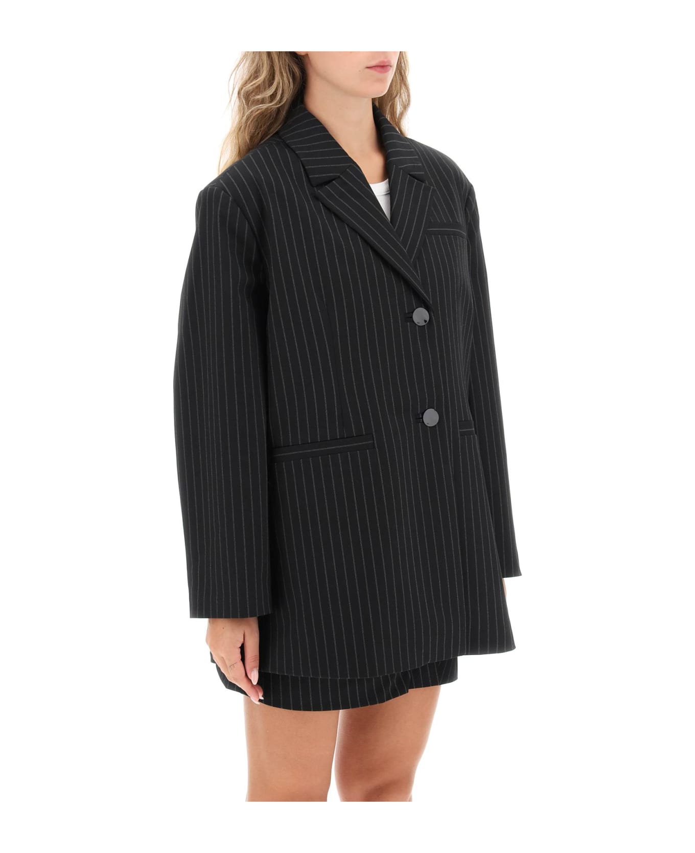 Ganni Blazer In Black Polyester - BLACK (Black)