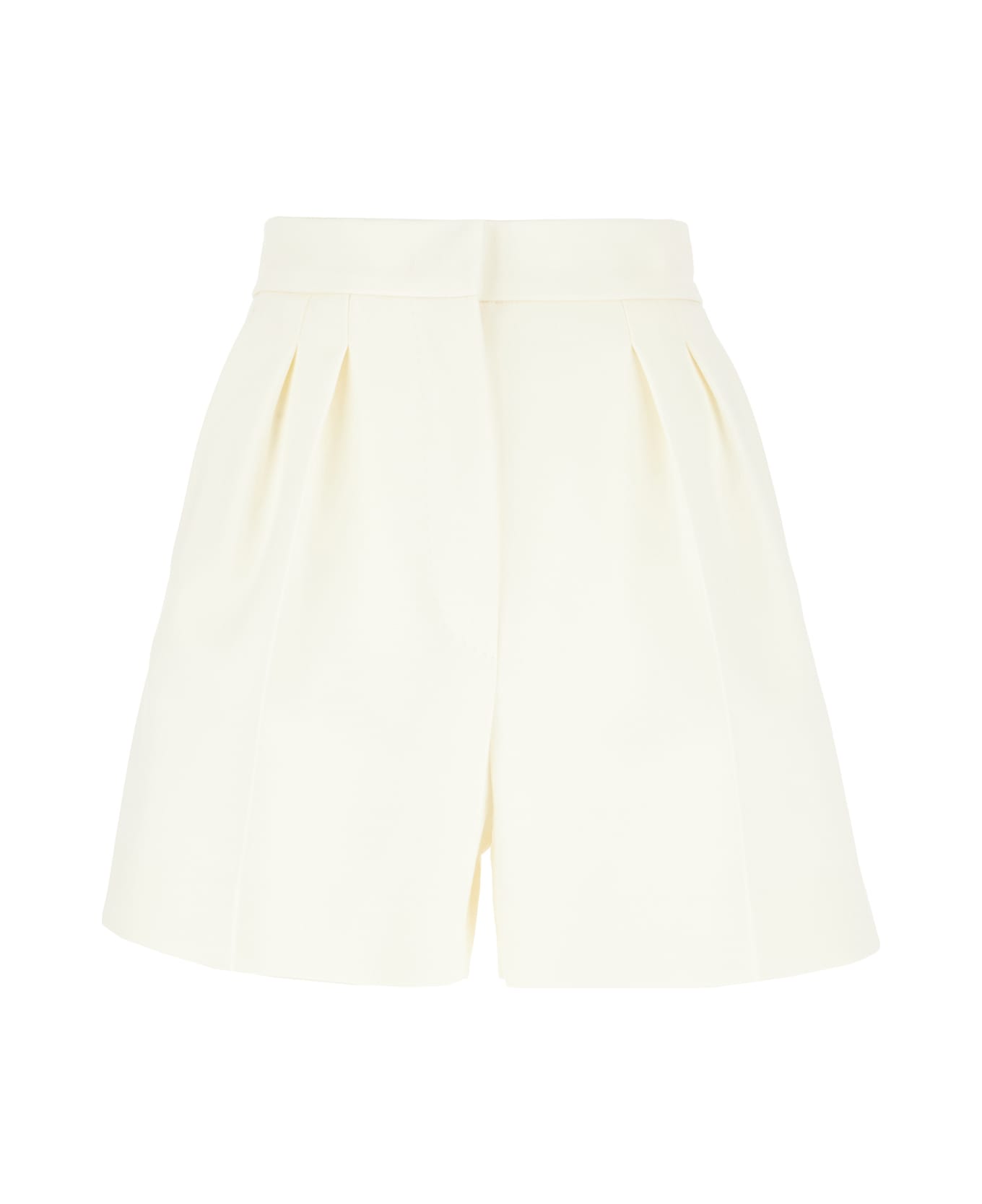 Max Mara Ivory Stretch Wool Shorts - Bianco