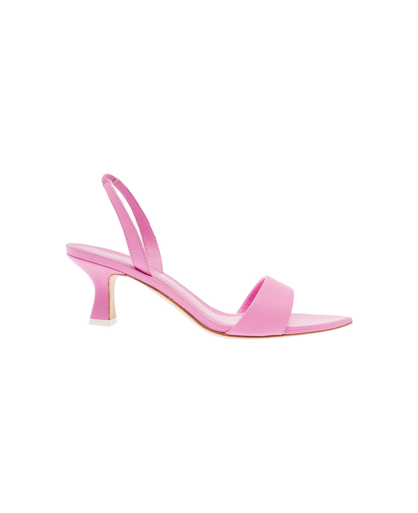 3JUIN 'eloise' Pink Andals With Rhinestone Embellishment And Spool Hight Heel In Viscose Blend Woman - Pink サンダル