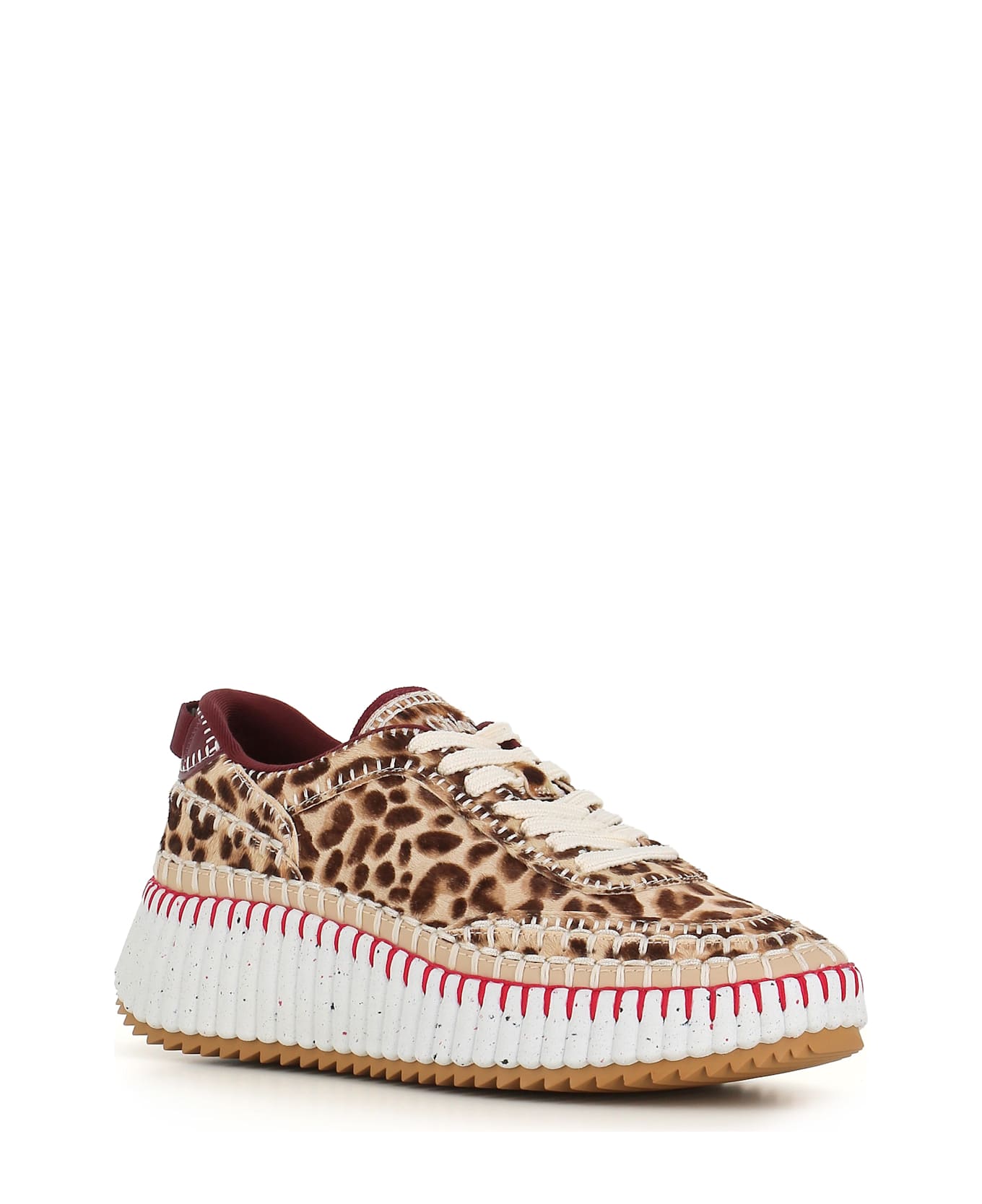 Chloé Nama Leopard-print Sneakers - Beige/rosa