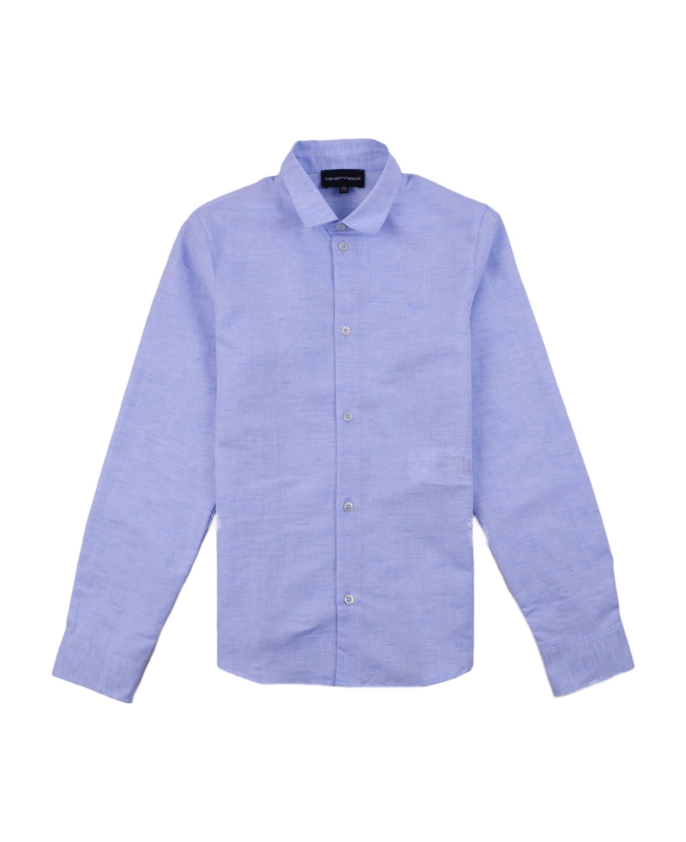 Emporio Armani Shirt In Cotton And Linen Blend - Light blue