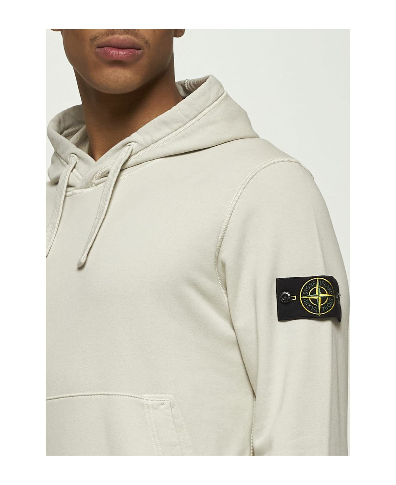 Stone Island Beige Cotton Hoodie - White