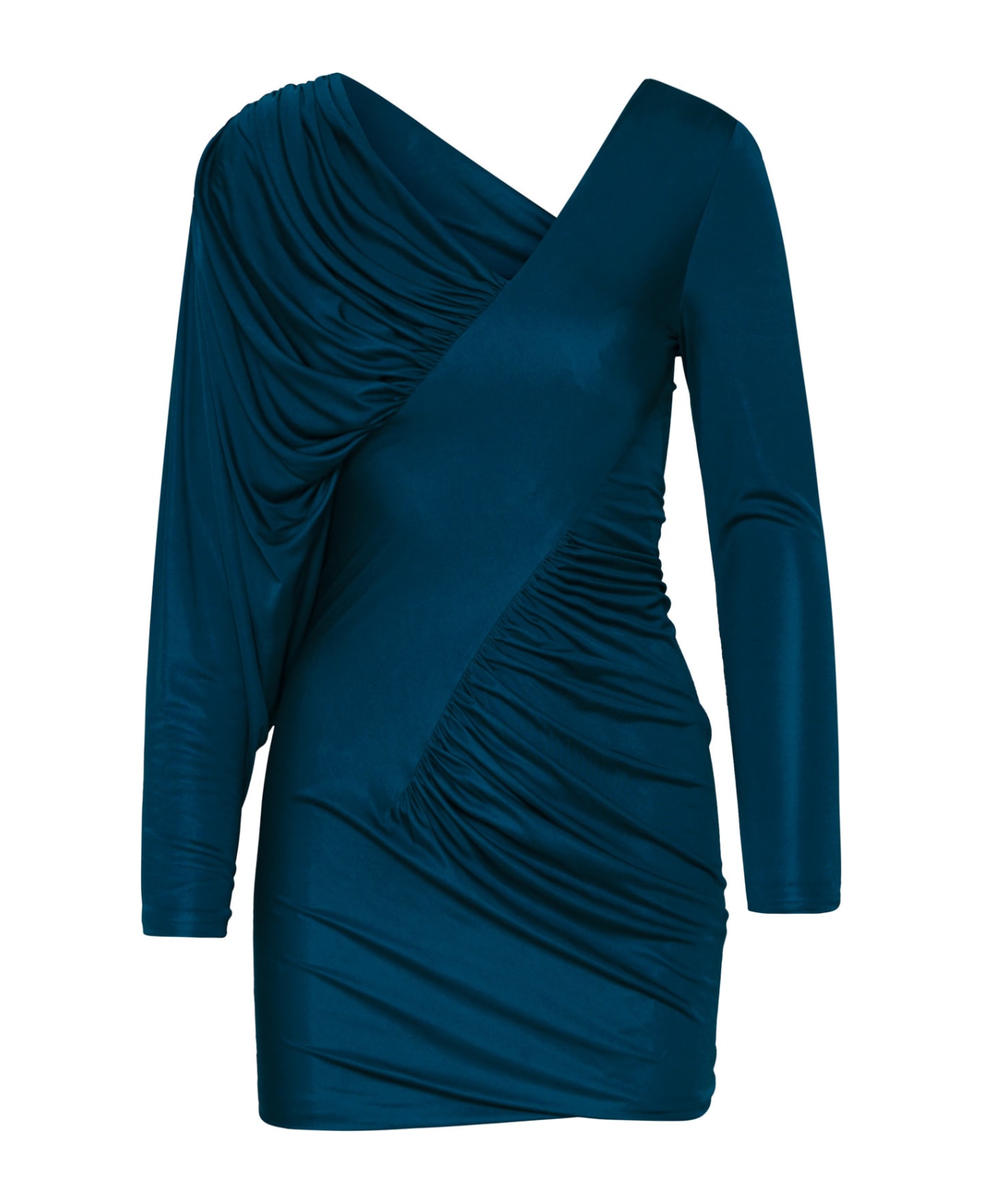 Saint Laurent Draped Jersey Dress - Blue