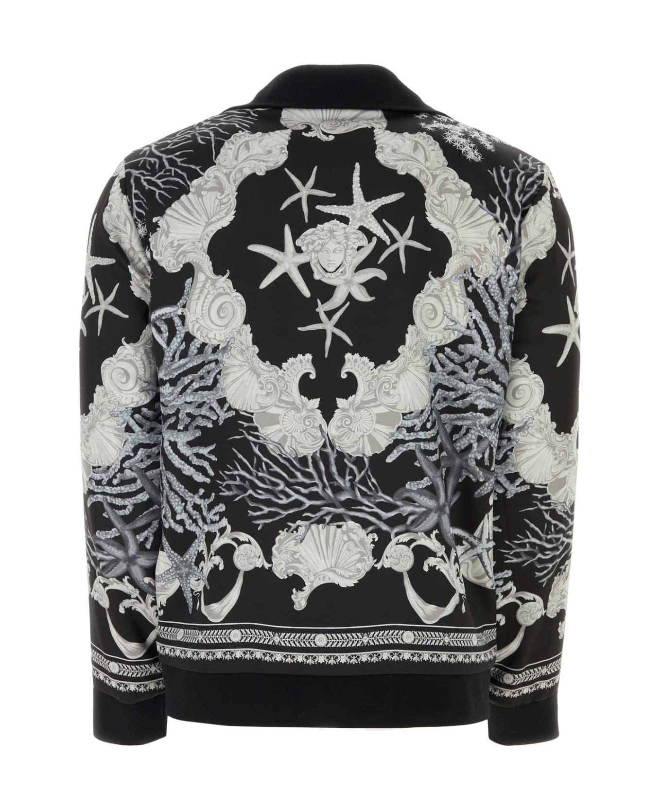 Versace Printed Wool And Viscose Cardigan - BLACK