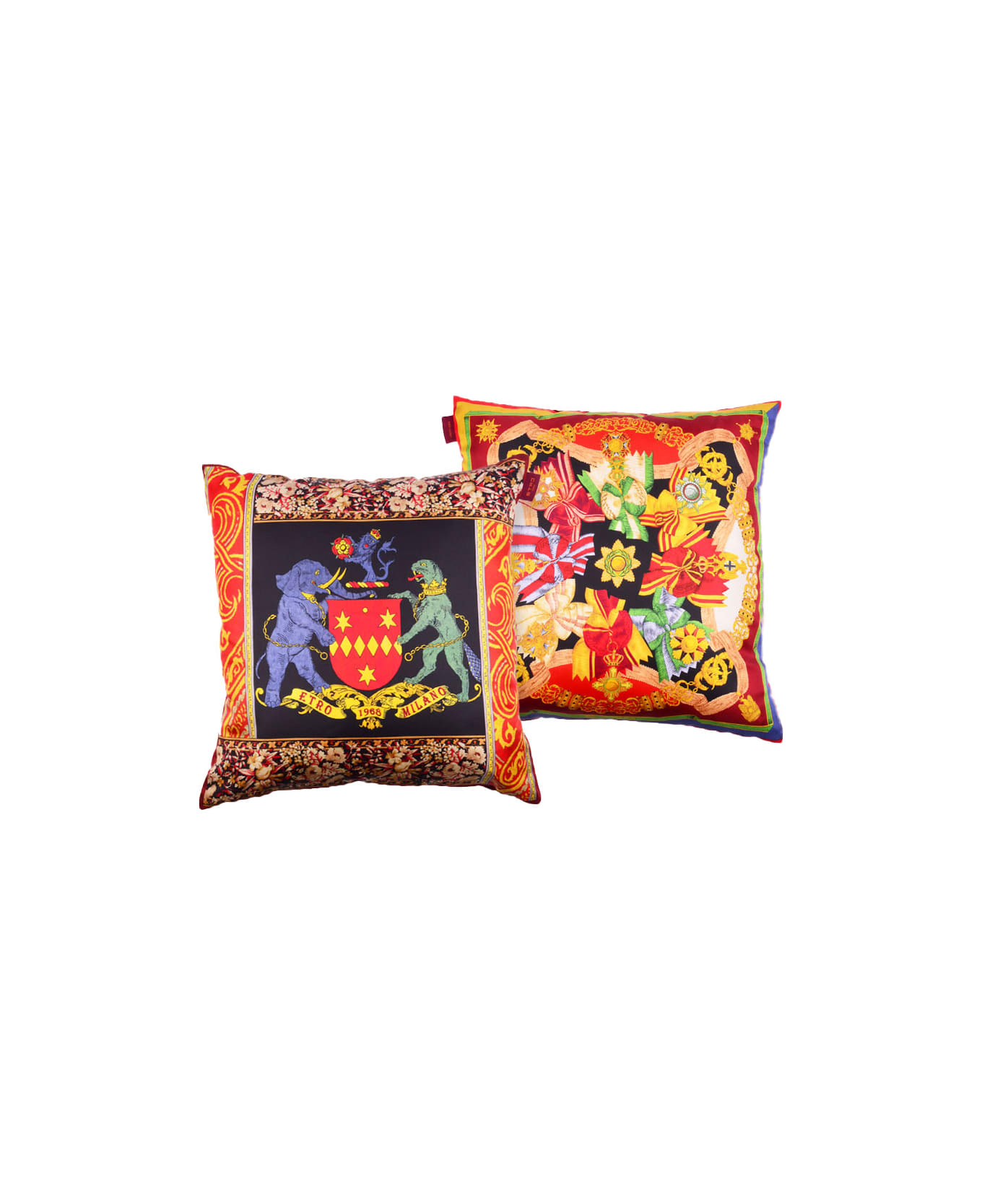 Etro Cushion In Printed Silk Twill - Multicolor
