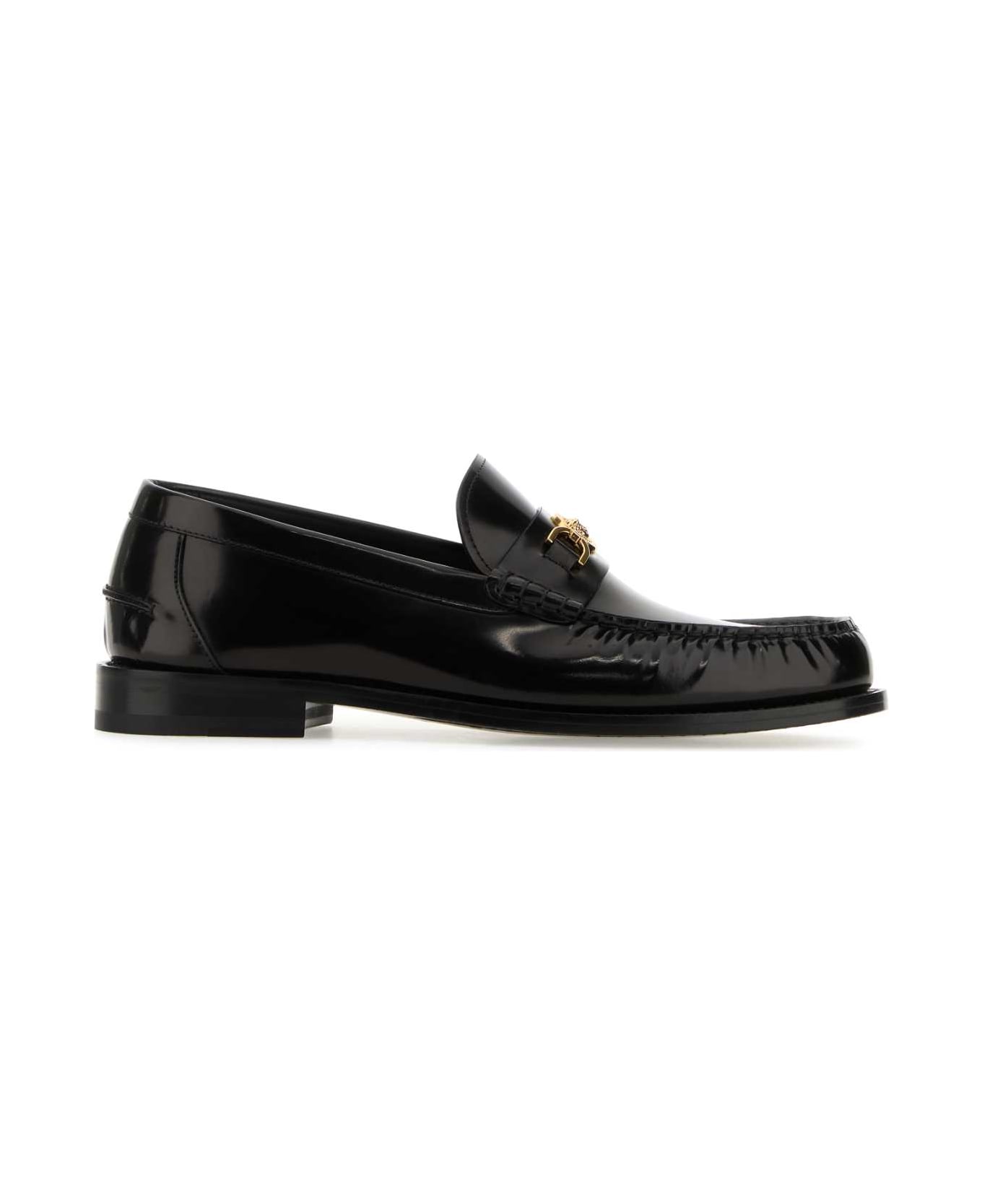 Versace Black Leather Medusa 95 Loafers - BLACKVERSACEGOLD
