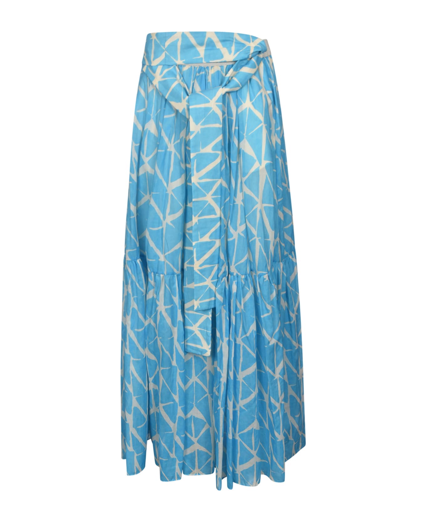 Lorena Antoniazzi Tied Waist Printed Skirt - White/Turquoise スカート