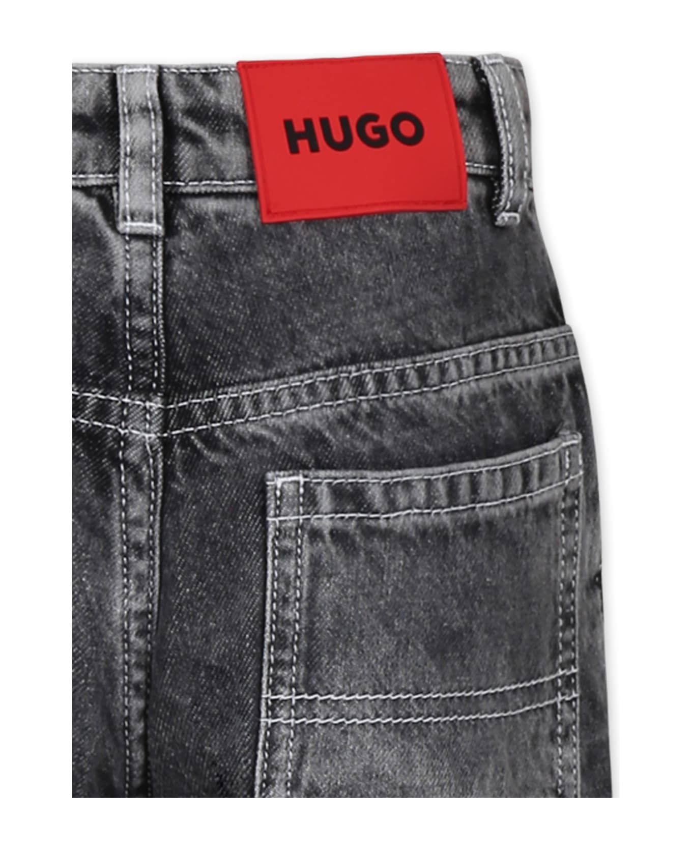Hugo Boss Grey Jeans For Boy With Logo - Grey