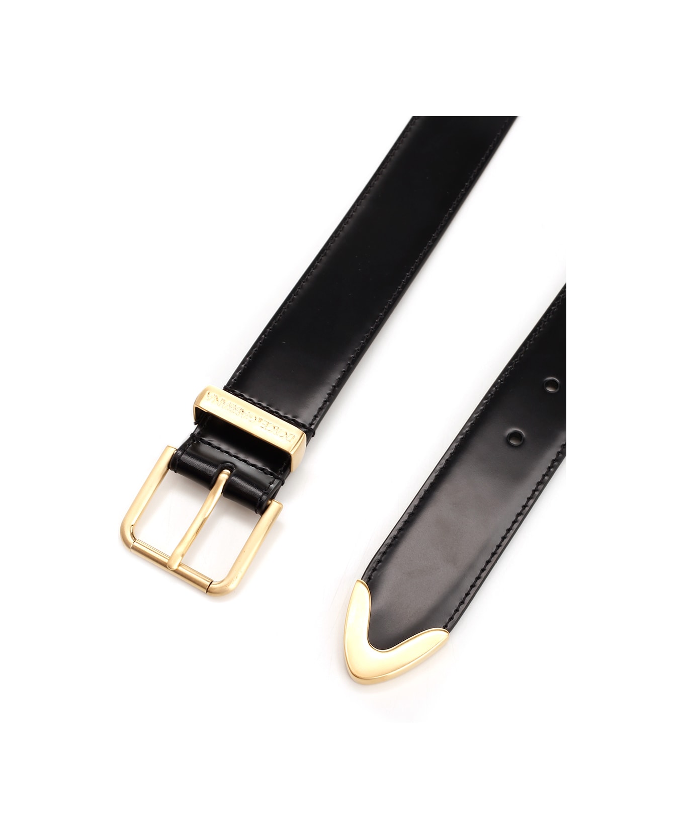 Dolce & Gabbana Black Belt With Golden Buckle - black ベルト