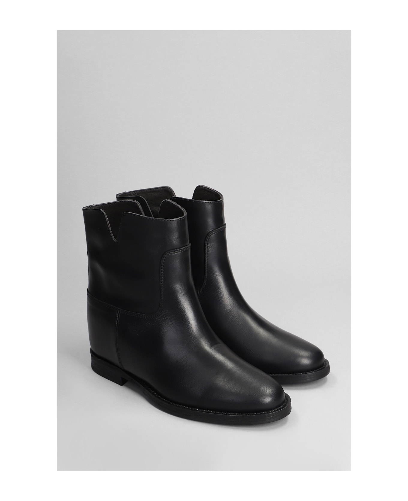 Via Roma 15 Ankle Boots Inside Wedge In Black Leather - black