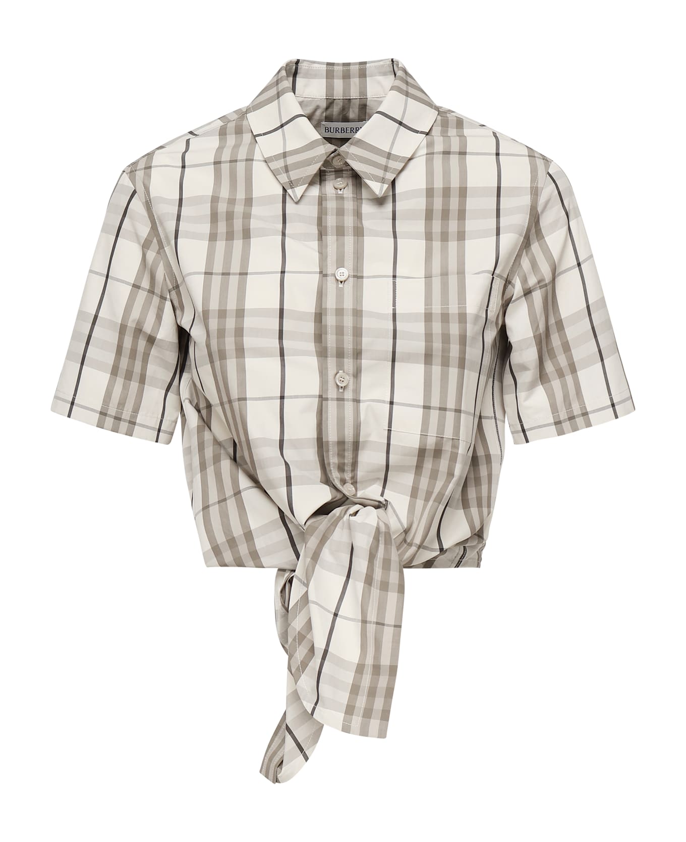 Check Cotton Cropped Shirt - Thumbnail 2