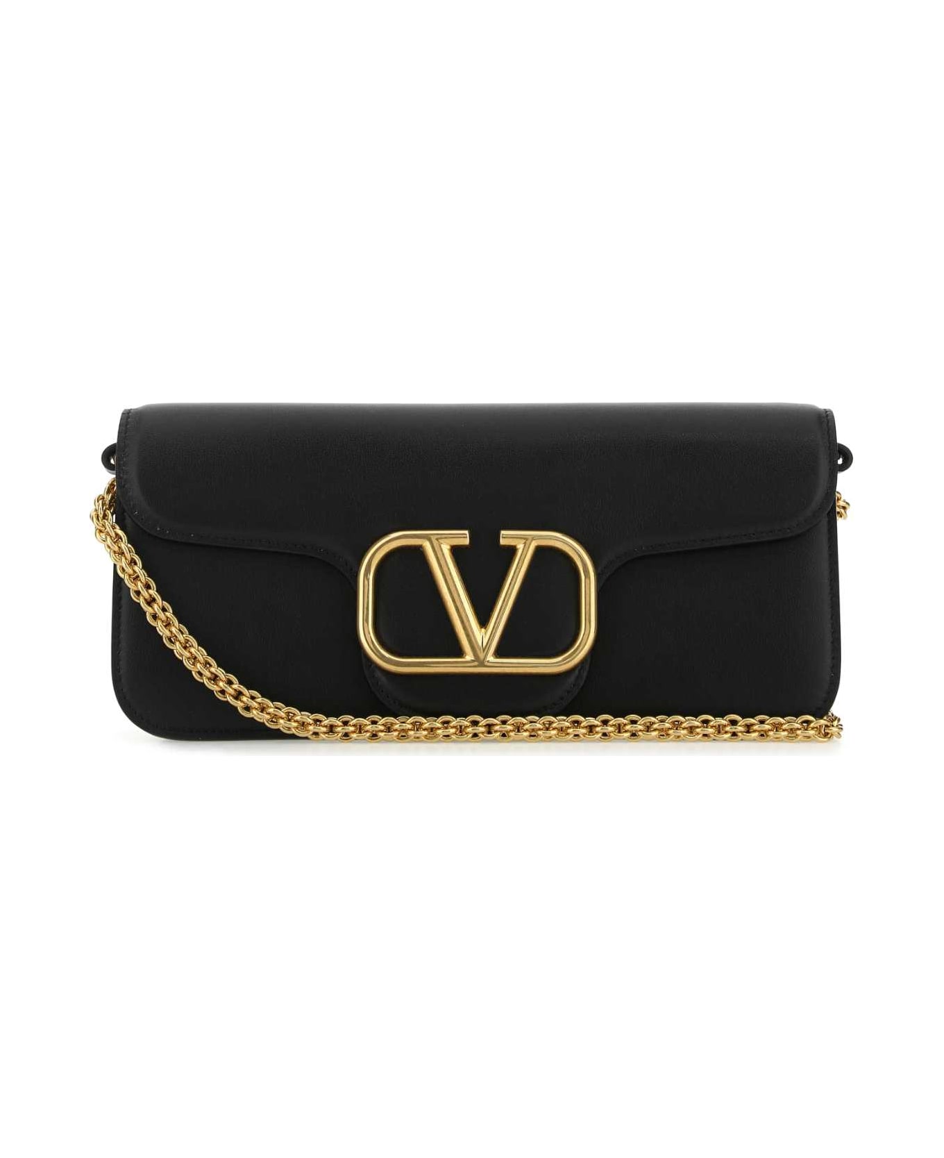 Valentino Garavani Black Leather Locã² Handbag - NERO