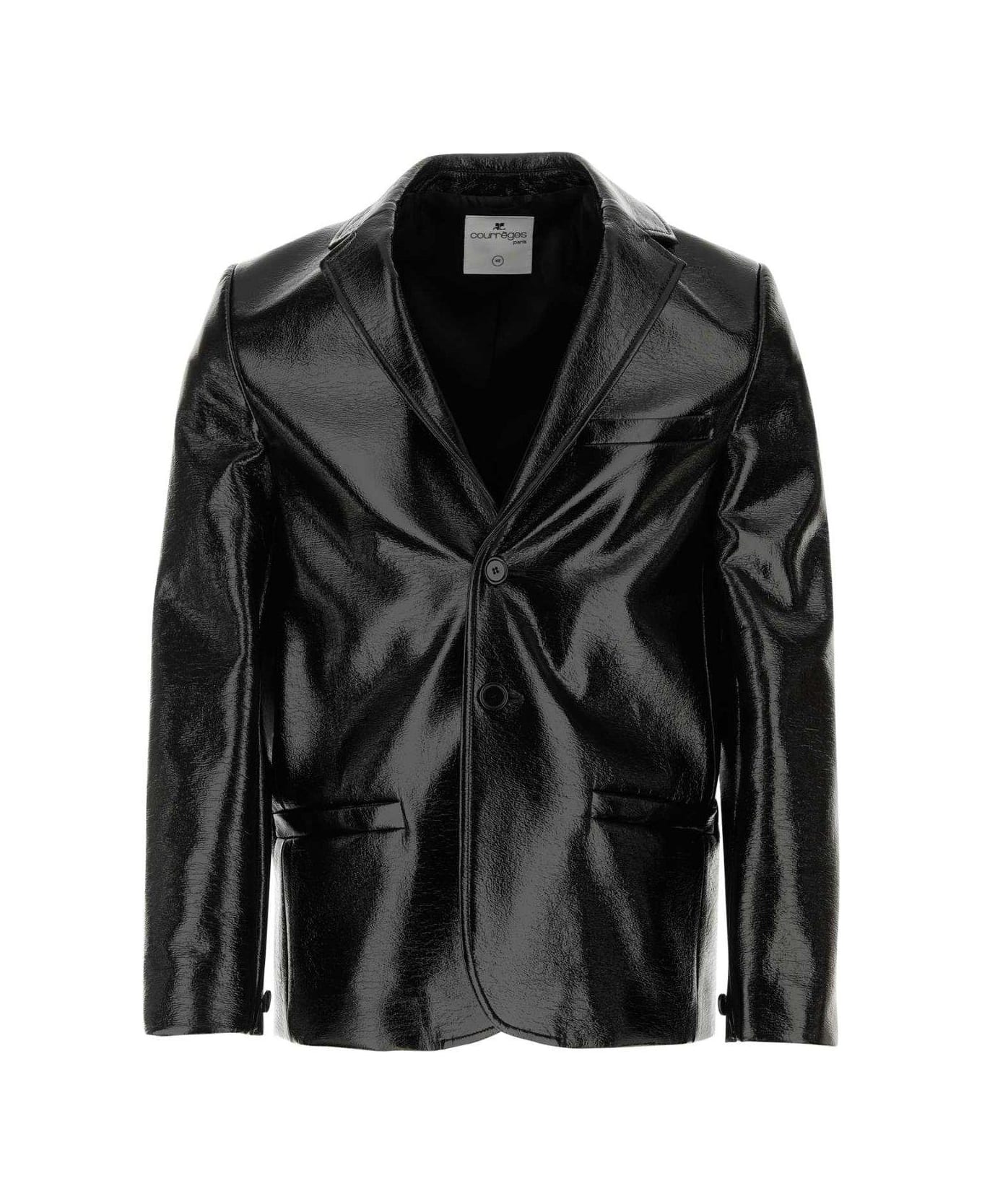 Courrèges Buttoned Leather Jacket - Black