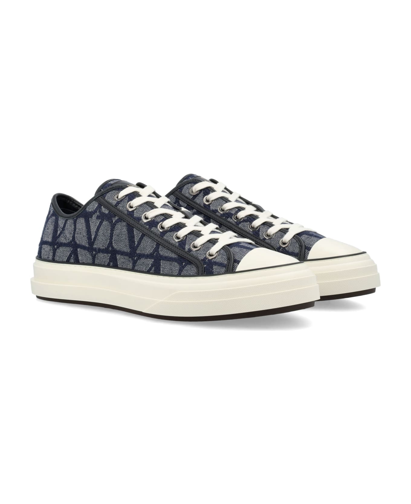 Valentino Garavani Toile Iconographe Sneaker - MELANGE DENIM/NERO/IVORY-NERO-FONDA