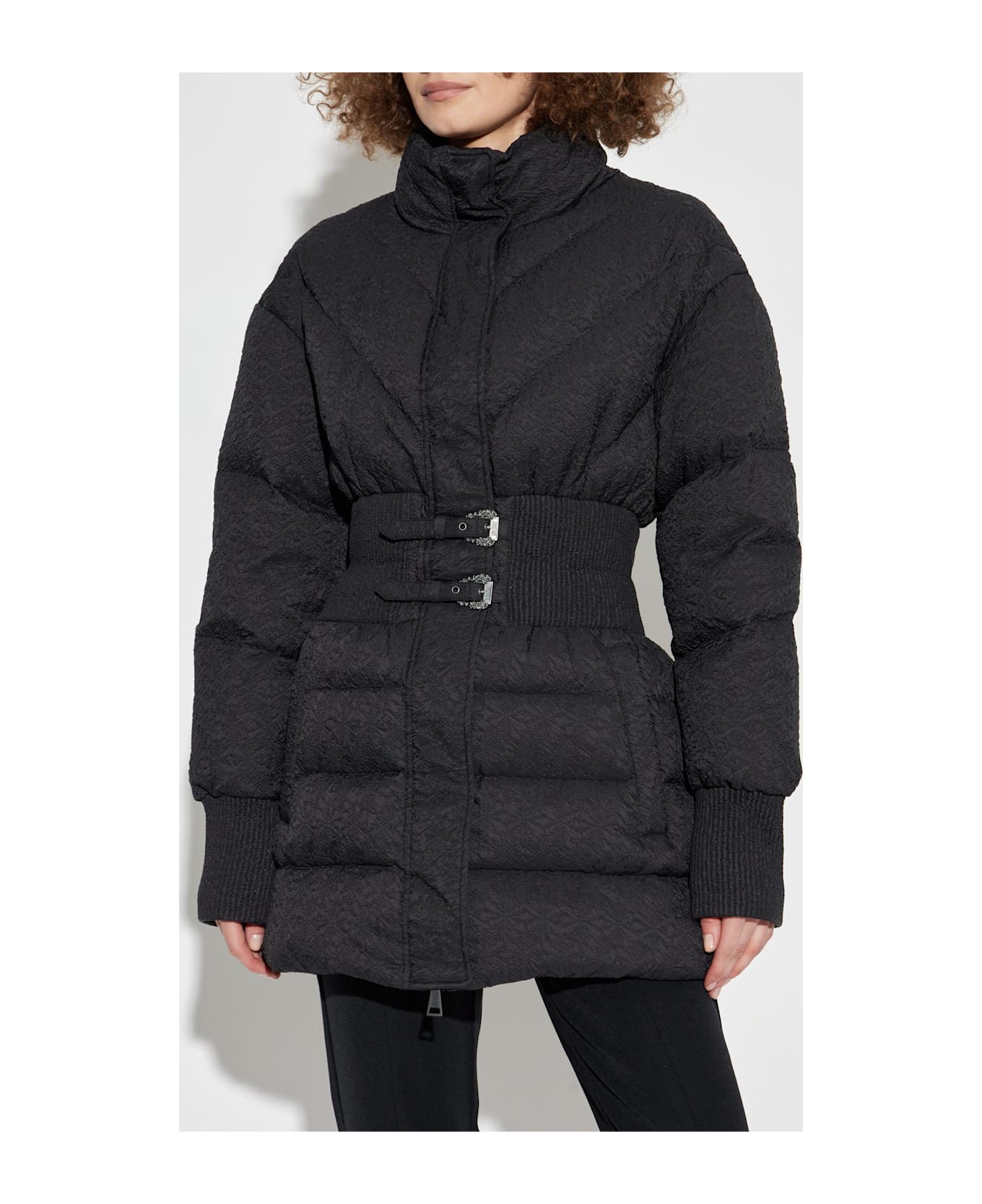 Versace Jeans Couture Down Jacket With Ruched Effect - BLACK