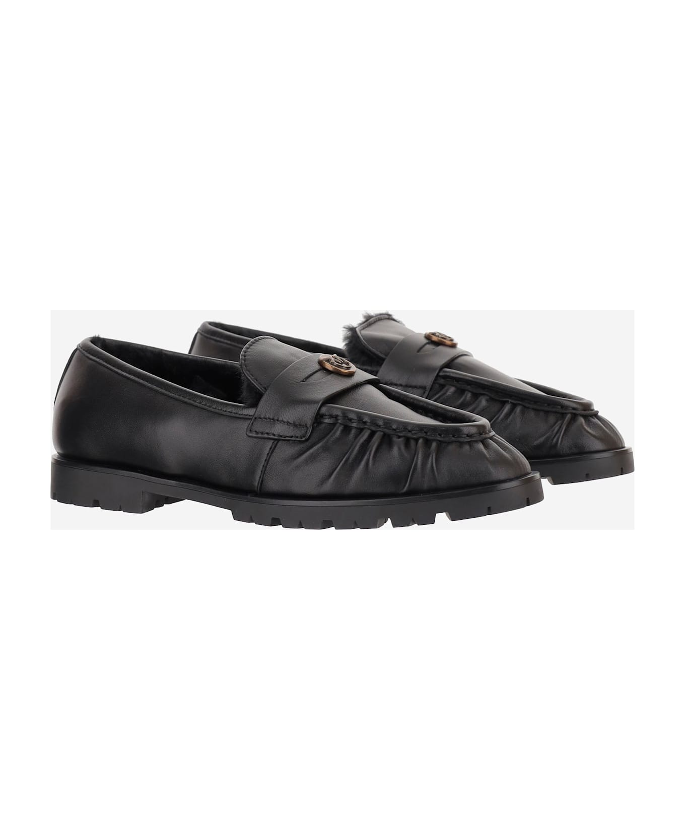 Pinko Nora 01 Nappa Leather Loafers - Black