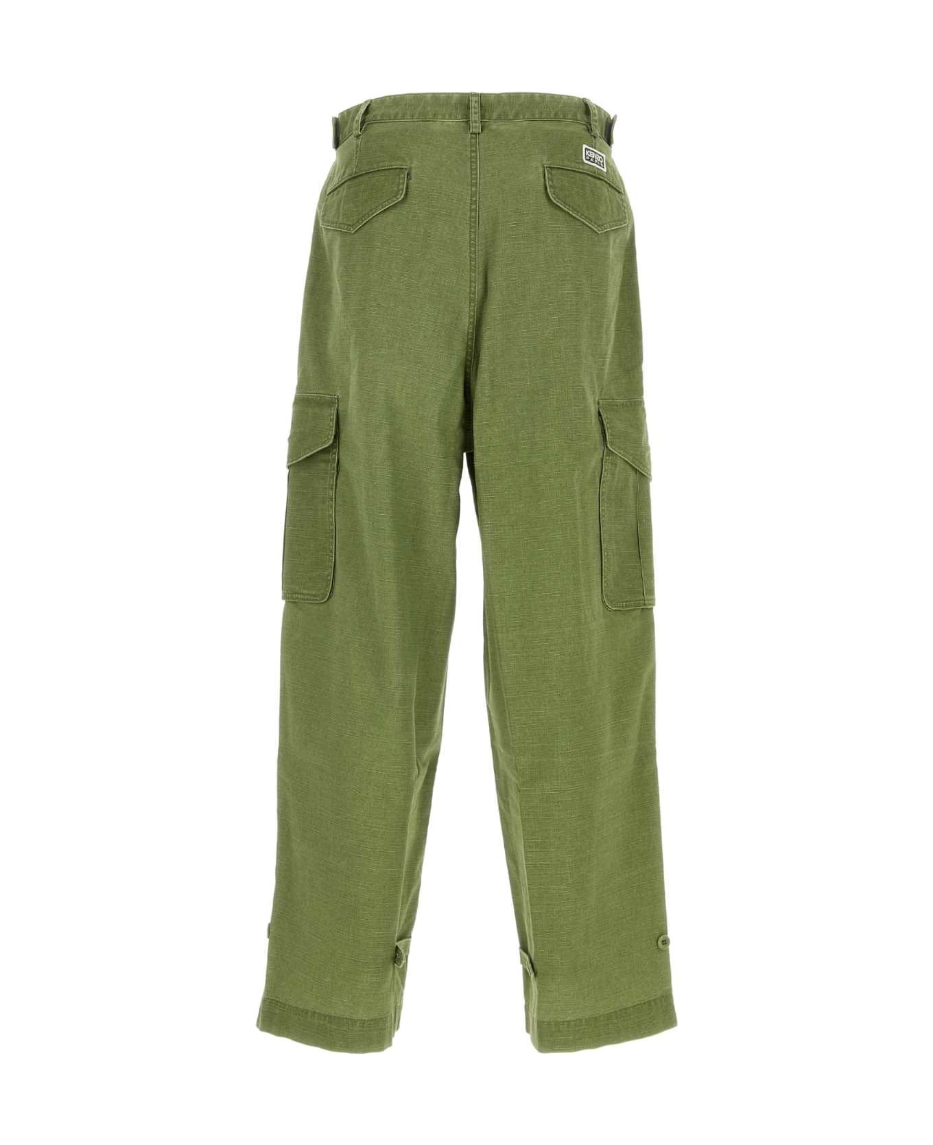 Kenzo Green Cotton Cargo Pant - PALEKHAKI