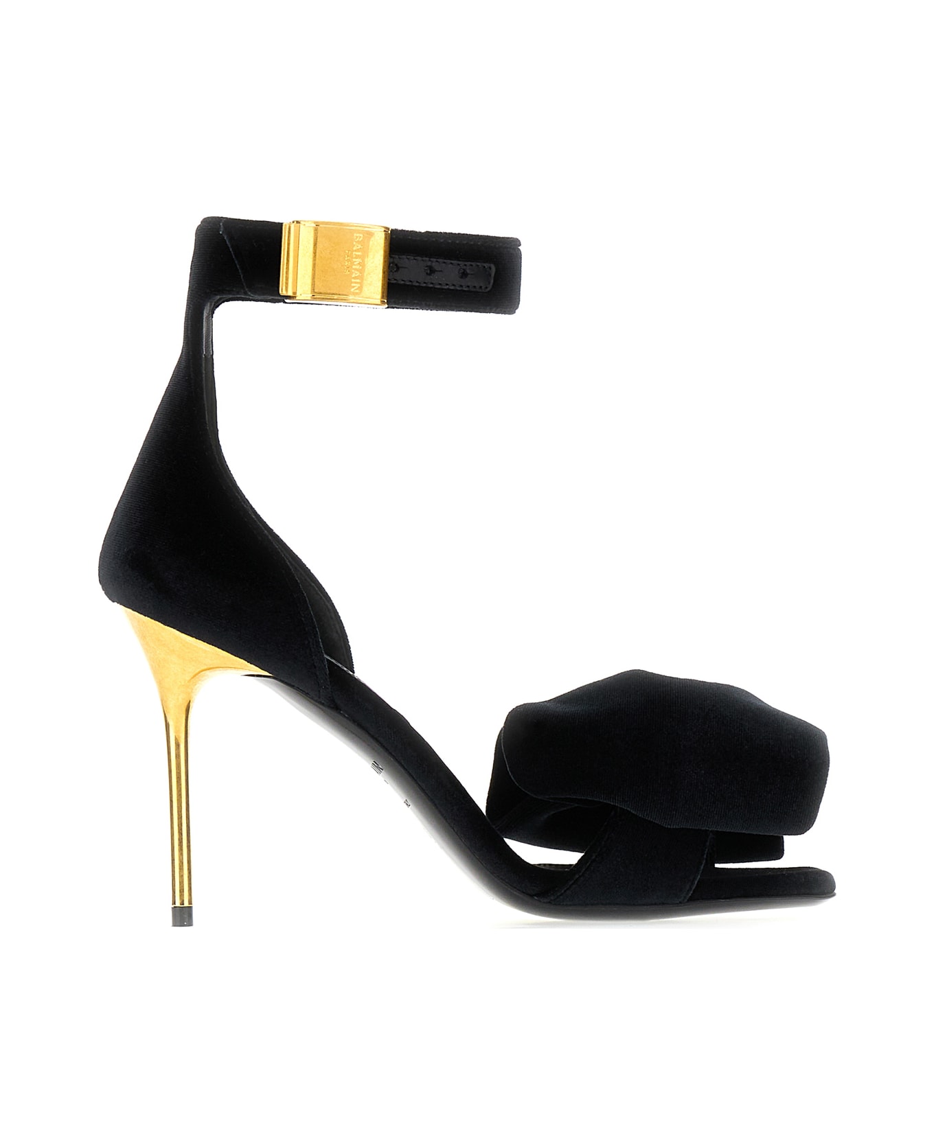 Balmain Black Velvet Sandals - OPA