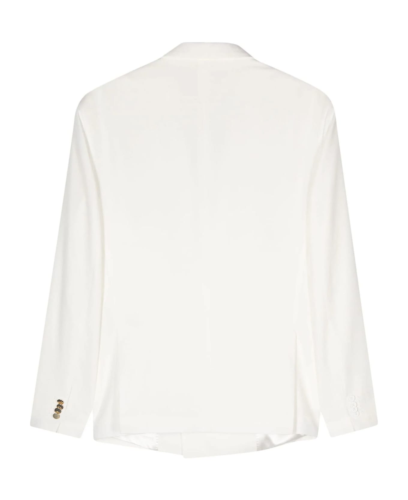 Family First Milano Off-white Wool Blend Double-breasted Blazer - WHITE