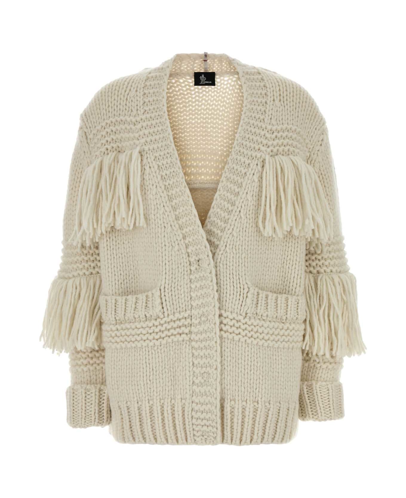 Moncler Grenoble Ivory Crochet Oversize Cardigan - 034