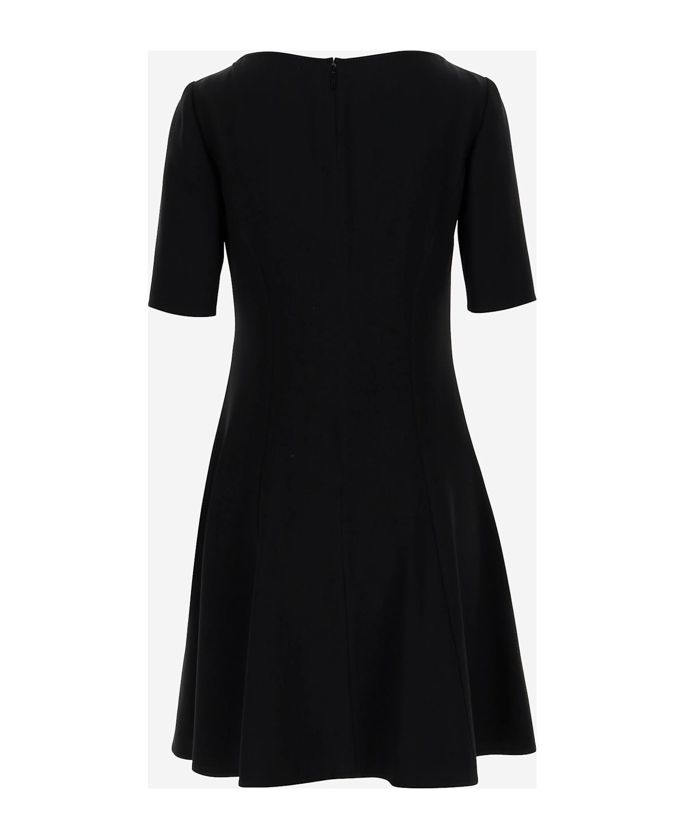 Versace Opaque Satin Flared Mini Dress With Brooch - Black