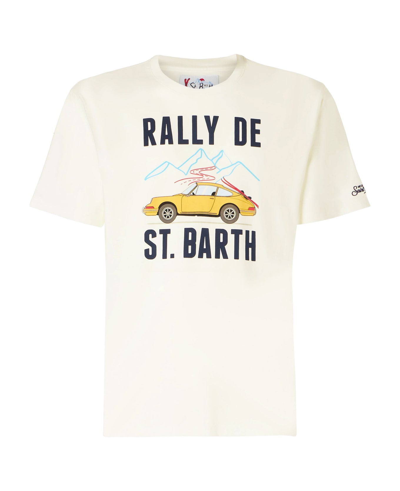 MC2 Saint Barth Man T-shirt With Car Print - WHITE