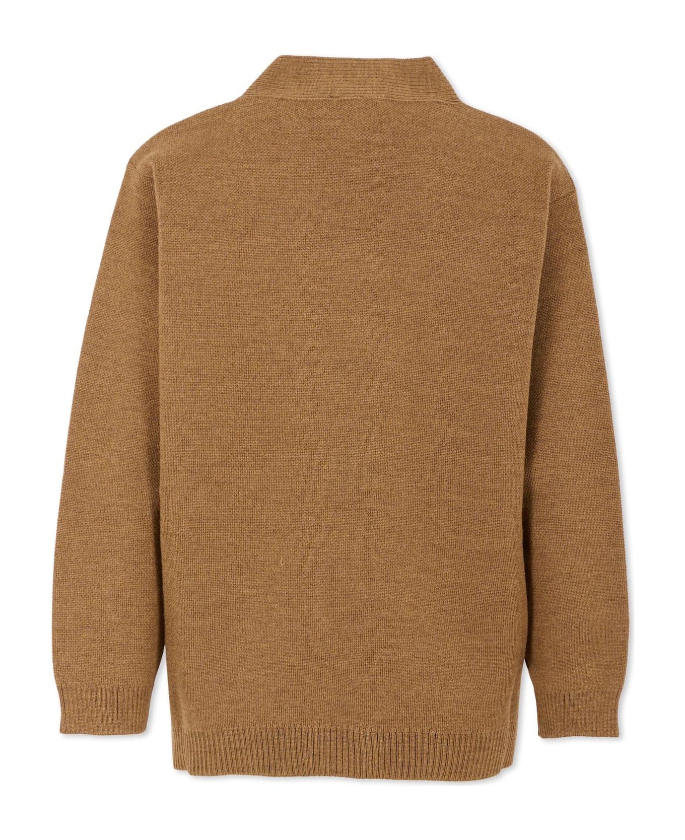 Fendi Brown Cardigan For Kids With Logo - Beige