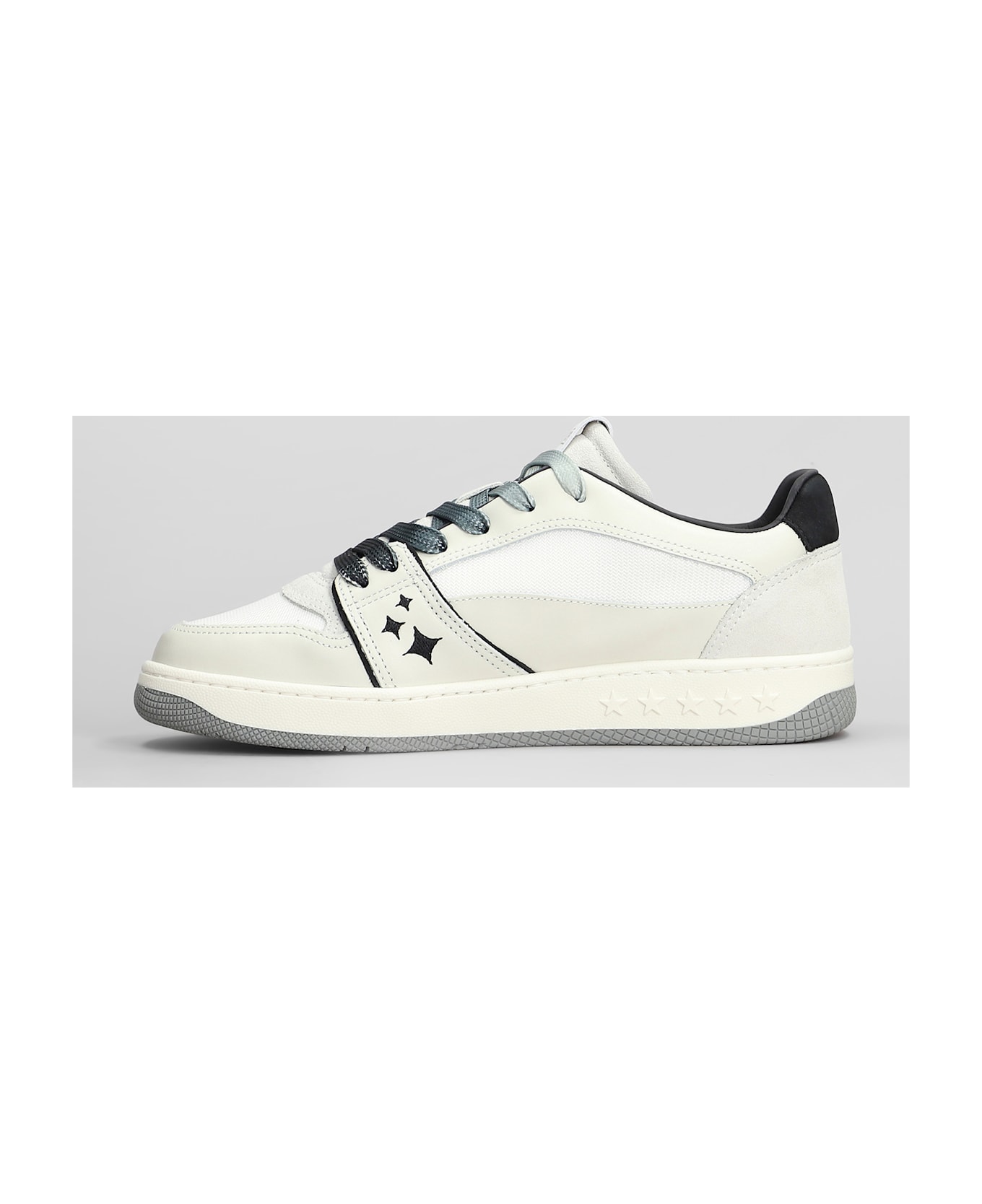 Enterprise Japan Egg Rocket Sneakers In White Leather And Fabric - white