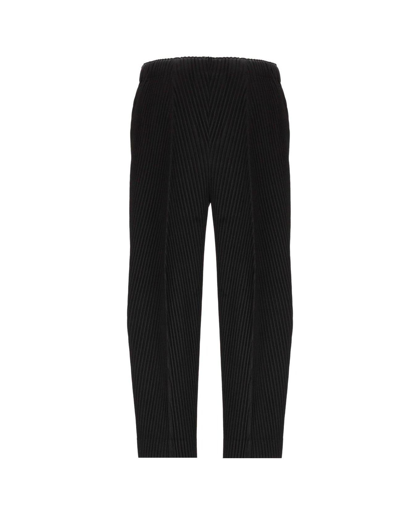 Homme Plissé Issey Miyake Pleated Cropped Trousers - Black