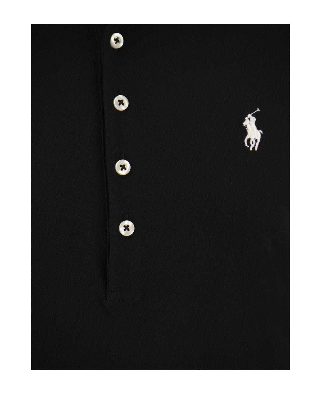 Ralph Lauren Stretch Cotton Piqué Polo Shirt - Black