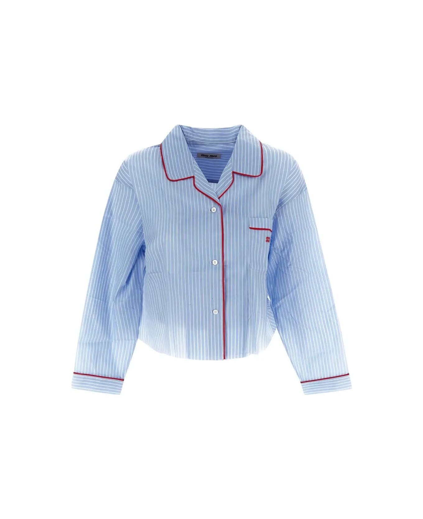 Miu Miu Stripes Shirt - CIELO+BIANCO                                                